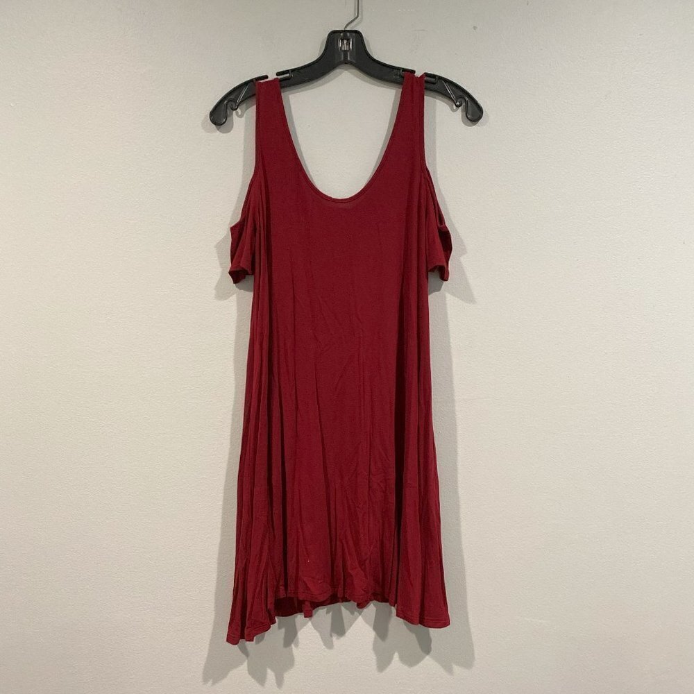 Soprano Midi Red Dress with Cold Shoulders - Size Small